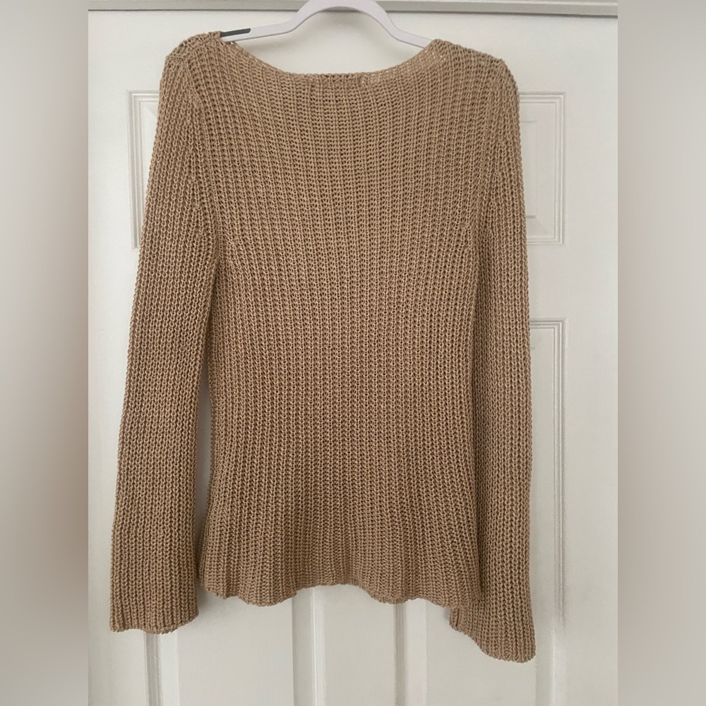 Banana Republic Y2K Tan Knit Sweater medium coastal preppy relax boho minimalist - Picture 5 of 5